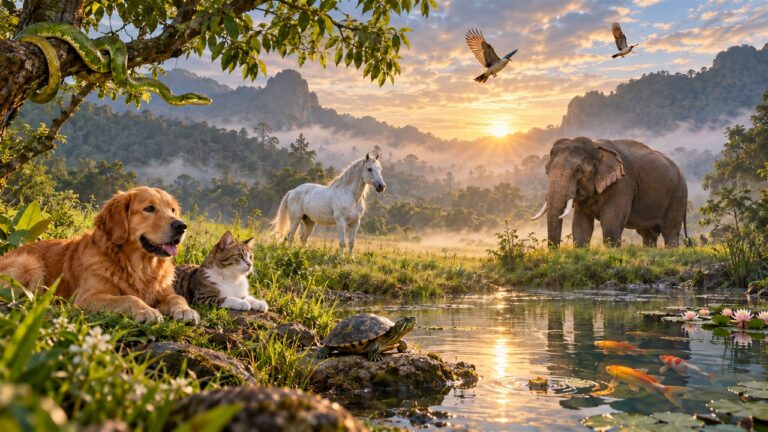 สัตว์หลายชนิดที่มักปรากฏในความฝัน ได้แก่ ช้าง ม้า สุนัข แมว งู ปลา เต่า และนก